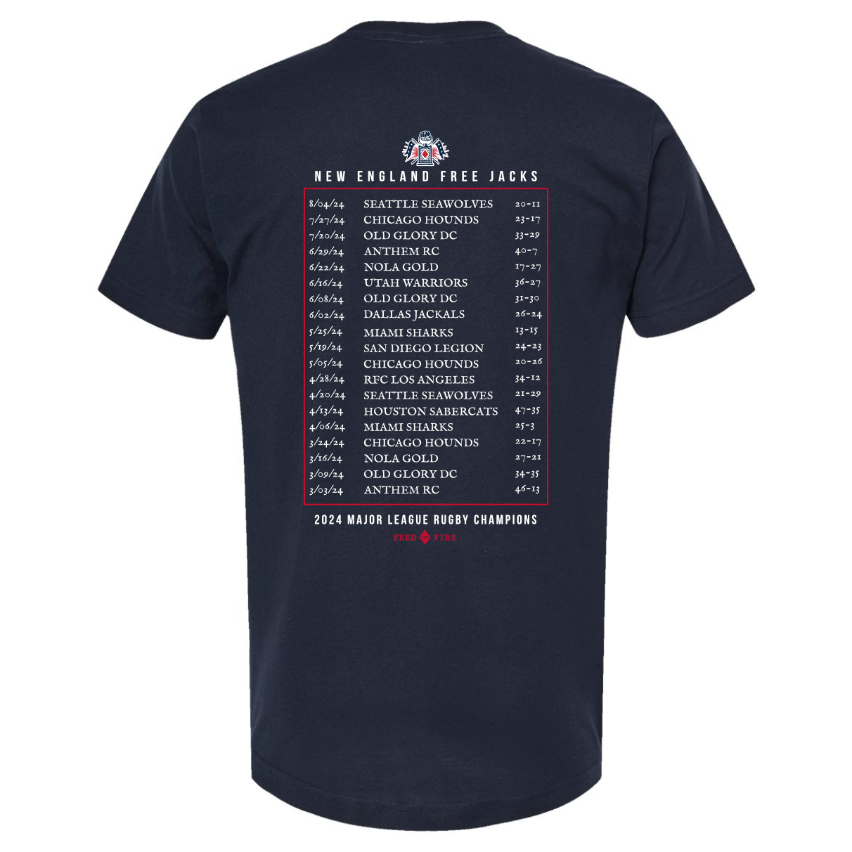 Free Jacks 2024 MLR Champions Match List Navy Tee