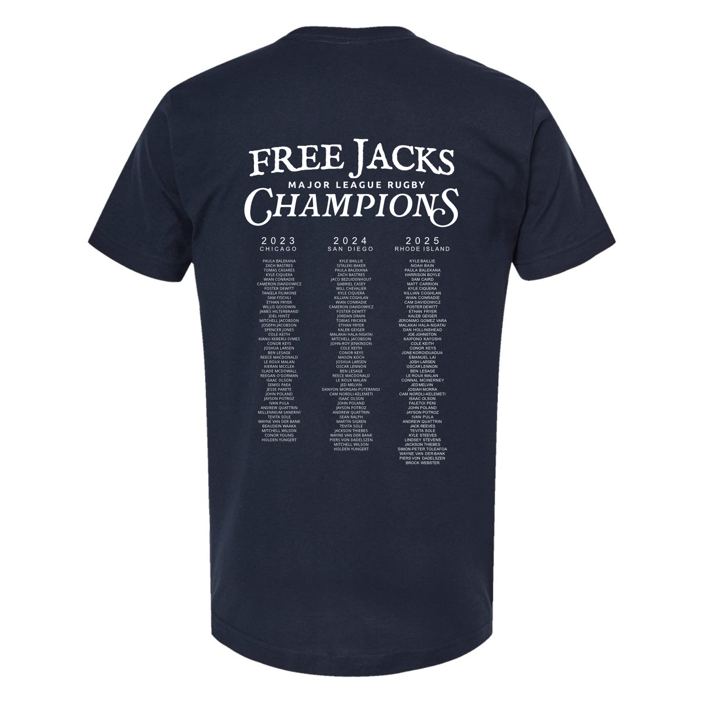 Free Jacks Back To Back To Back MLR Champions Legacy Roster Tee