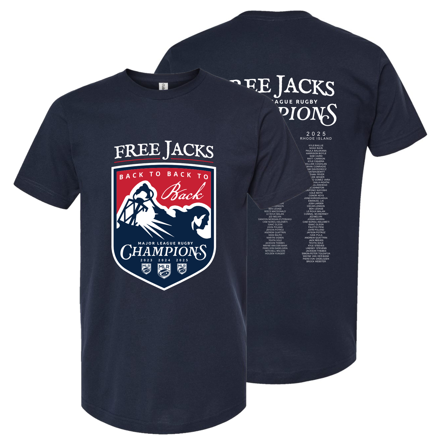 Free Jacks Back To Back To Back MLR Champions Legacy Roster Tee