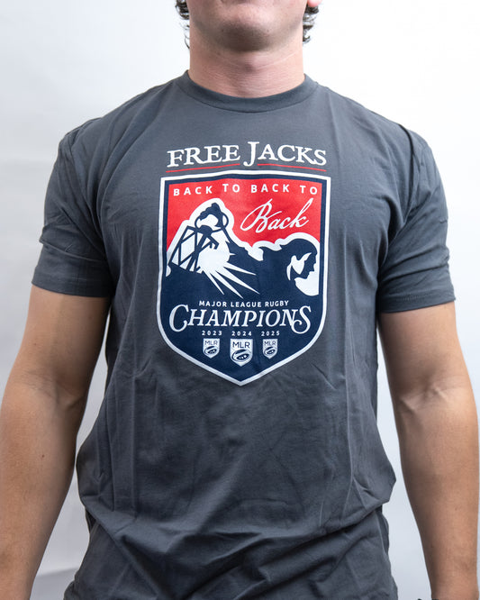 Back to Back to Back Championship Grey Tee