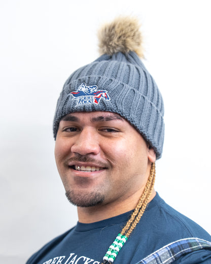 Free Jacks Storm Grey Pom Beanie