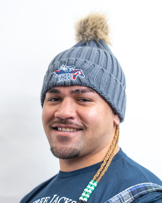 Free Jacks Storm Grey Pom Beanie