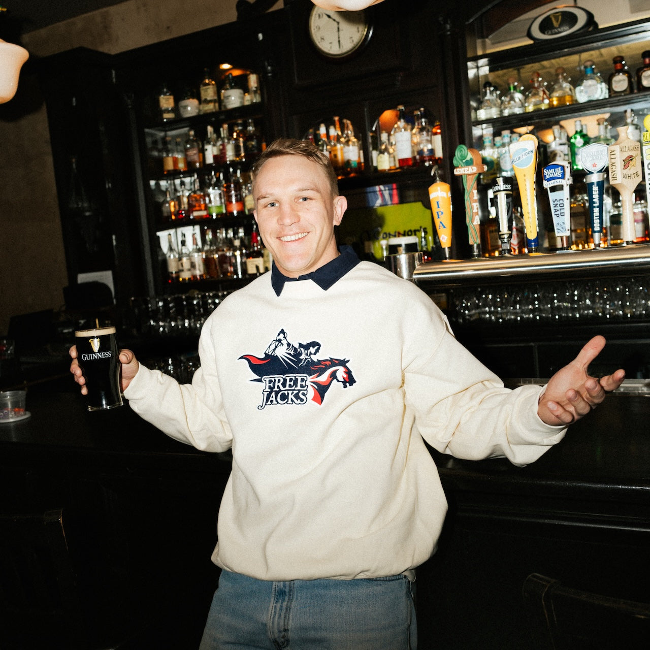 Rider Logo Cream Crew Neck