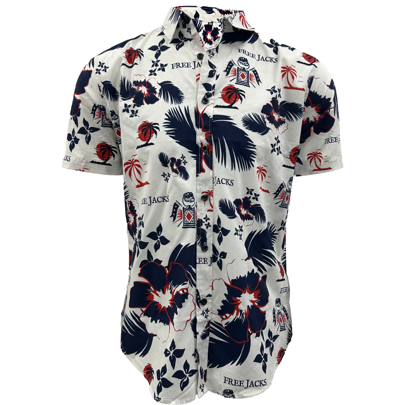 Free Jacks Vacation Button Down White Hawaiian Shirt