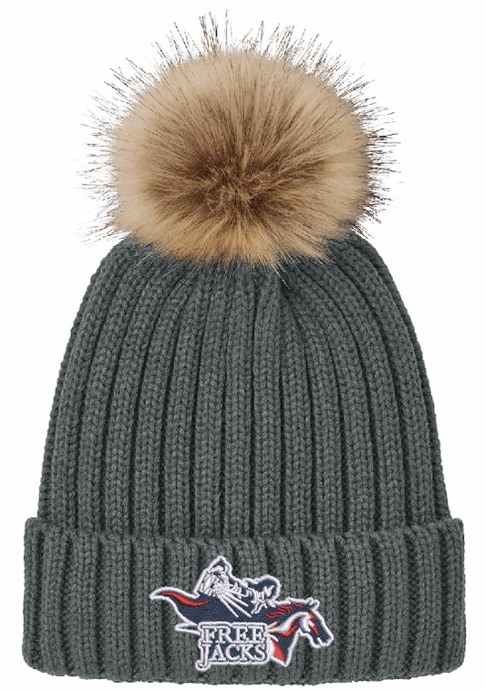 Free Jacks Storm Grey Pom Beanie