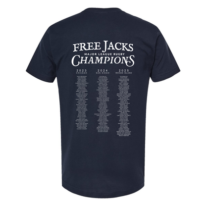 Free Jacks Back To Back To Back MLR Champions Legacy Roster Tee