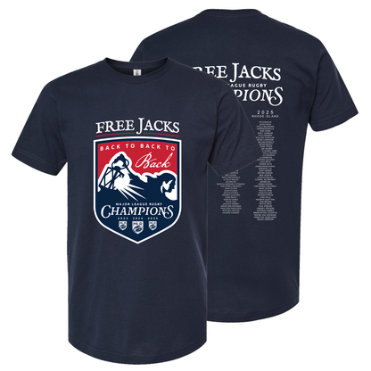Free Jacks Back To Back To Back MLR Champions Legacy Roster Tee