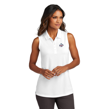 Women's Embroidered White Sleeveless Polo