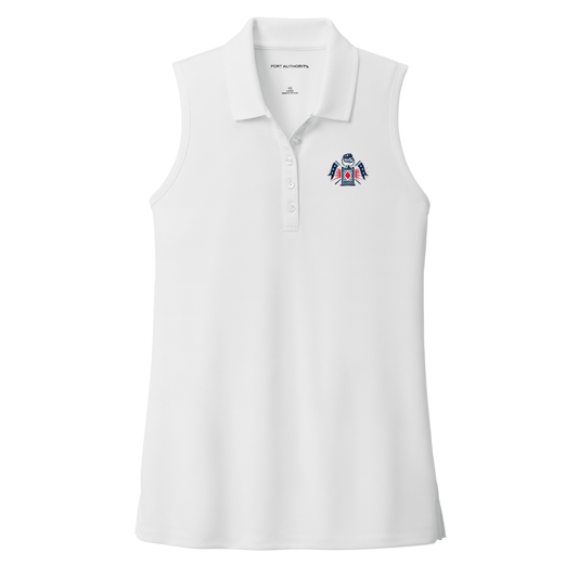 Women's Embroidered White Sleeveless Polo